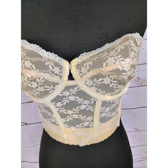 Vintage Backless Lace Corset Bustier 36C Ivory By Young Smoothie The Strauss Adl - Picture 5 of 7